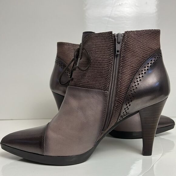 Hispanitas Leather Heeled Pointed Toe Side Zip Ankle Boots Size 38 - Picture 3 of 15